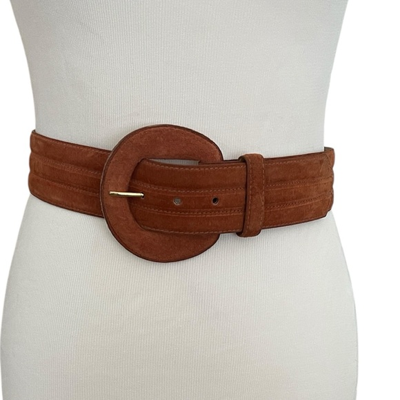 Vintage Cipriani Wide Suede Leather Belt With Oversized Buckle M main image 9